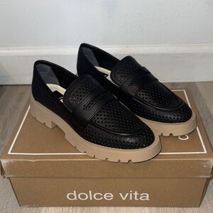 NEW DOLCE VITA Black Perforated Loafers from Nordstrom
